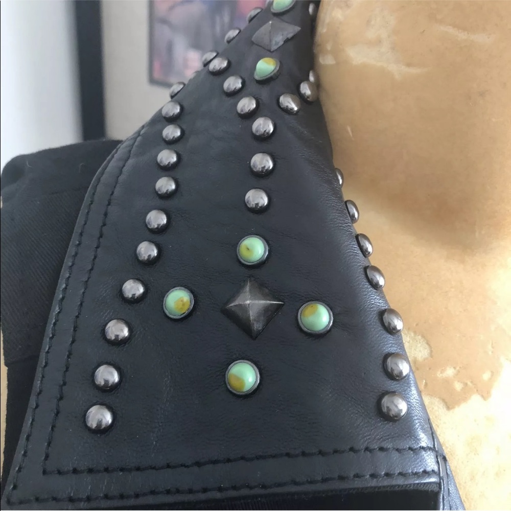 Tasha Polizzi Vest leather, studs, turquoise - Picture 3 of 5
